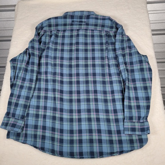 Duluth Trading Co Flannel Shirt Mens 3XL Tall Blue Plaid Relaxed Fit 3237-97 - Picture 10 of 12